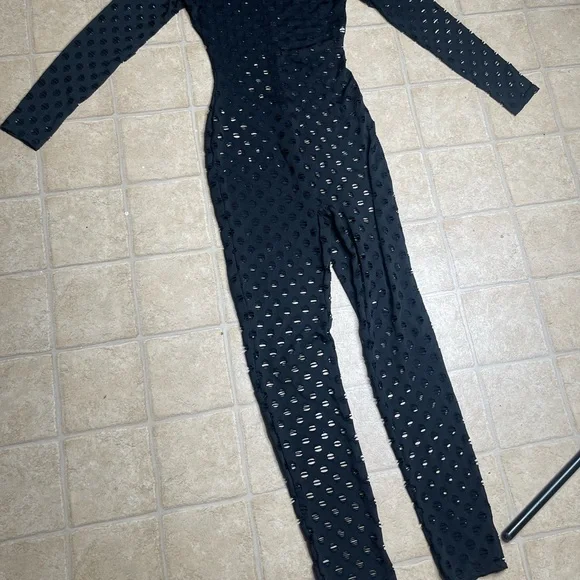 SHEIN Black Long-Sleeve Cutout Jumpsuit - Picture 3 of 5